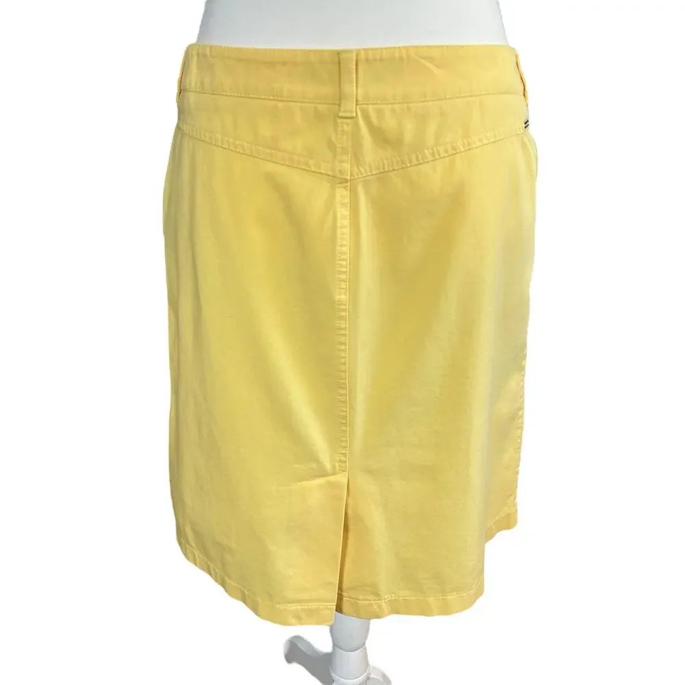 Adrienne Vittadini Classico Skirt Sze 12 Yellow A Line Casual Back Slit Colorful